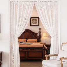 Mimisole 半透明門簾隔間桿式窗簾, 白色