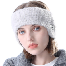 D-STIFF 冬季防寒雙層保暖髮帶毛絨耳罩, 1個, 淺灰色