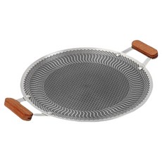 KEEP 스테인리스 우드 핸들 그리들 BBQ 캠핑팬 33.5cm, 혼합색상, 1개