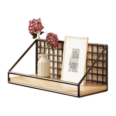 免鑽孔木質牆壁層架, 1層, 棕色