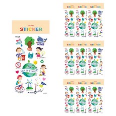 유니아트 AB001 1500 교육용 유광스티커 지구사랑 2p, 혼합색상, 10개