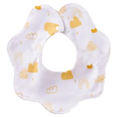 iMiTU 米圖 S型花瓣防水純棉口水巾圍兜, 1個, 黃色雲朵