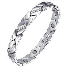 First River 簡潔健康手鍊 銀色全磁石, 1個