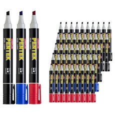 Lineplus Pentech 方頭油性麥克筆 黑色 30支 + 藍色 10支 + 紅色 10支 套組, 黑色, 藍色, 紅色, 1包
