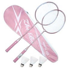 Sodam Mall 輕量羽球拍 + 球拍袋 + 羽毛球 3入組, 1套, 粉紅色