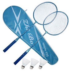 Sodam Mall 輕量羽球拍 + 球拍袋 + 羽毛球 3入組, 1套, 藍色