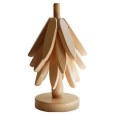 Iwooa 直立式木製鍋墊 3件組, 自然色, 1個