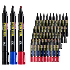 Lineplus 圓頭 Pentech 油性麥克筆 黑色 30支 + 藍色 10支 + 紅色 10支 套組, 1包, 黑色, 藍色, 紅色