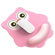 에픽스 귀여운 부엉이 실리콘 손목받침 쿠션 마우스패드, 판타지 핑크, 1개