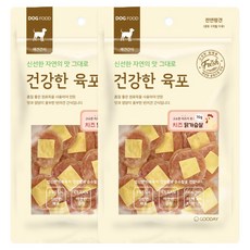 굿데이 강아지 건강한 육포 간식, 치즈 + 닭가슴살, 70g, 2개