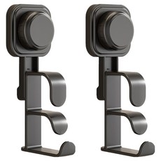 日常Point 多用途免鑽孔吸盤式掛鉤, 黑色, 2個