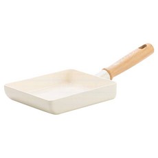 green chef IH爐適用 鑽石陶瓷塗層不沾玉子燒鍋 東京木紋 不挑爐具 天然無毒 奶油白, 1個, 18cm