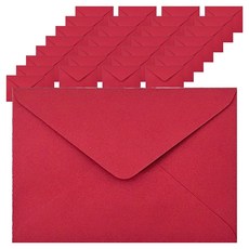 文具村 彩色卡片 明信片 喜帖 信封 16.5 x 11.5 cm, 深紅色, 50個