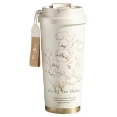 TIMLEI 鈴花陶瓷內膽兩用咖啡杯 520ml, 1個, 蘭花白