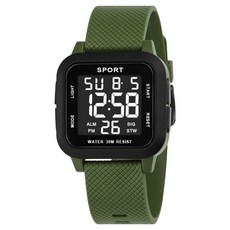 Soyo商會 方形多功能運動手錶, 1個, 綠黑色