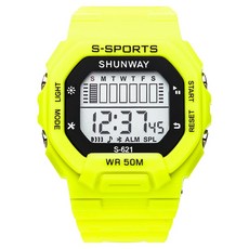 SHUNWAY 逍遙商會 高級鬧鐘防水運動手錶, 1個, 螢光色