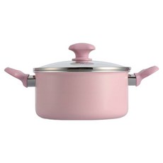 green chef IH爐適用 Sandstone 鑽石陶瓷塗層雙耳湯鍋 不挑爐具 天然無毒, 1個, 櫻花粉, 20cm