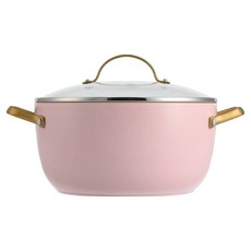 GREEN PAN IH爐適用 PADOVA 鑽石陶瓷塗層不沾雙耳湯鍋 不挑爐具 天然無毒, 24cm, 1個, 嫩頰粉