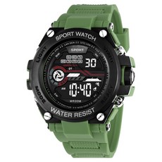 電子防水夜光多功能運動手錶, 1個, 綠色