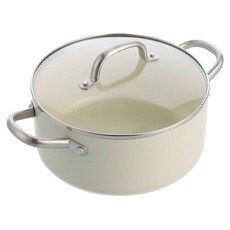 green chef IH爐適用 東京木紋系列 鑽石陶瓷塗層不沾雙耳湯鍋 不挑爐具 天然無毒, 1個, 奶油白, 20cm