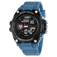電子防水夜光多功能運動手錶, 1個, 藍色