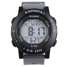 SHUNWAY 逍遙商會 高級多功能戶外運動手錶, 灰色, 1個