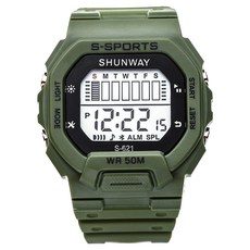 SHUNWAY 逍遙商會 高級鬧鐘防水運動手錶, 1個, 綠色