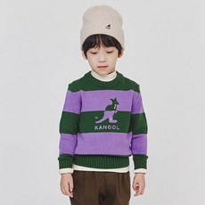 KANGOL KIDS 寬版條紋大Logo針織套頭衫 OD 0001