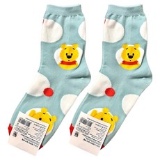 Disney 迪士尼 滿版大圓點中筒襪 維尼 2雙組