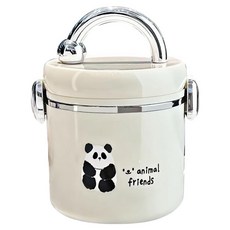 橡合杉 可微波不銹鋼保溫飯盒 1500ml, 奶白色, 1個