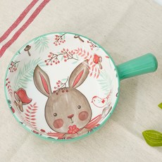 inbloom 北歐陶瓷手柄擺盤碗, 綠色, 1個