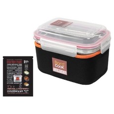 Barocook 다목적 사각용기 1.2L 투명 170 x 110 x 130 mm + 네오플렌커버 + 발열팩 50g, 혼합색상, 1개