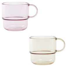 TACKAON 幼兒用 ECOZEN 單手透明杯 2件組, 1套, 200ml, 粉紅色, 黃色