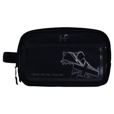 힐크릭 투지퍼 빅사이즈 레터링 파우치백 HCPO-O06, 블랙, 1개