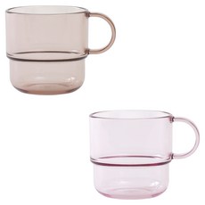 TACKAON 幼兒用 ECOZEN 單手透明杯 2件組, 1套, 200ml, 粉紅色, 棕色