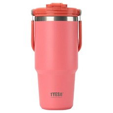 TYESO 泰碩 二代 304不鏽鋼手提保溫冰霸杯, 西柚粉, 1050ml, 1個