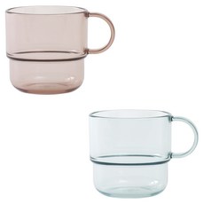 TACKAON 幼兒用 ECOZEN 單手透明杯 2件組, 1套, 200ml, 棕色, 薄荷綠