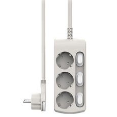 Ganghan Box 16A 獨立開關 扁平延長線 3孔 KH-3S-0, 3m, 1個, 灰色