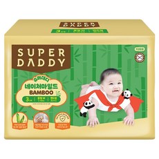 SUPER DADDY Nature Mild竹纖維黏貼型尿布 男女通用, 中型(M), 36張