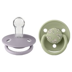 BIBS Liberty De Lux 圓形矽膠奶嘴2個組, 1套, 0~18個月, Capel 灰綠色