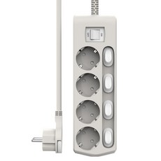 강한박스 16A 개별스위치 납작멀티탭 4구 K, 1개, 그레이, 5m