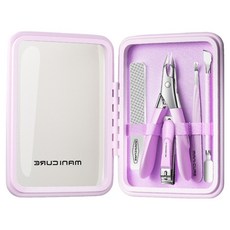 MAANGE 瑪安格 指甲鉗美甲5件組 紫色, 1套, 死皮剪 + 指甲刀 + 指甲銼刀 + 死皮推 + 斜口指甲鉗