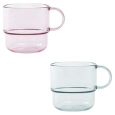 TACKAON 幼兒用 ECOZEN 單手透明杯 2件組, 1套, 200ml, 粉紅色, 薄荷綠