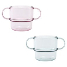 TACKAON Ecozen 幼兒雙耳透明杯, 粉紅色, 薄荷綠, 2個, 200ml