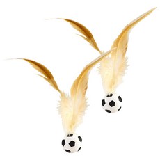 超彈力逗貓羽毛彈力球 足球, 2個, 白色