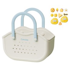 더자카 파스텔 웨이브 핸들 목욕바구니, 아이보리