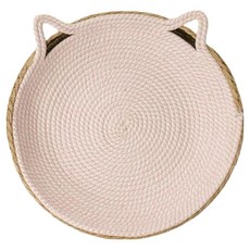 可水洗磨爪季通用 藤編棉繩抓板貓窩, 1個, 粉白色