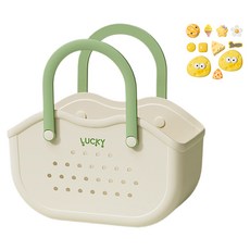 THE ZAKKA 粉彩波浪手提沐浴籃, 綠色