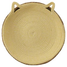 磨爪藤編貓窩/棉繩四季通用貓抓板寵物床窩墊/網紅涼窩可水洗窩, 1個, 黃白色