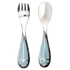 Christofle 嬰兒用 Talisman 湯匙組 13 x 2.5 cm, 1套, 銀色 + 冰藍色, 湯匙 + 叉子